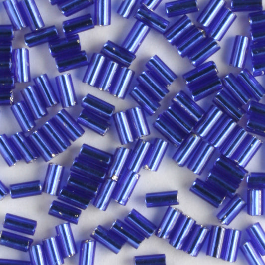 3mm Bugle Silver Lined Cobalt Blue
