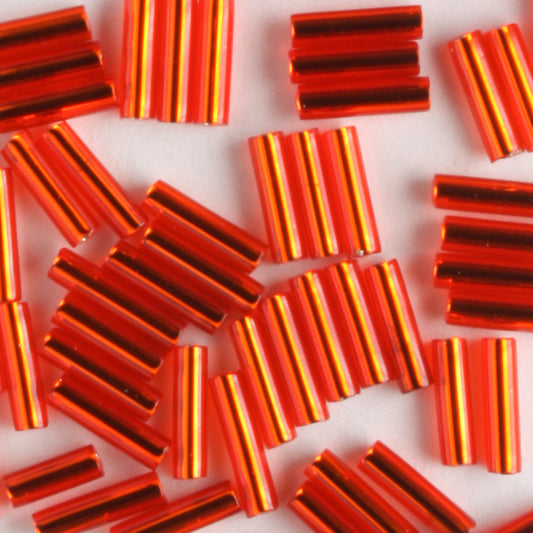 6mm Bugle Silver Lined Orange Red