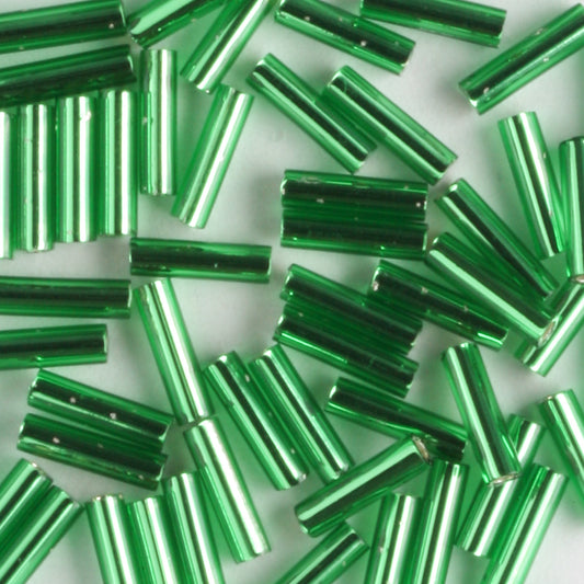 6mm Bugle Silver Lined Kelly Green