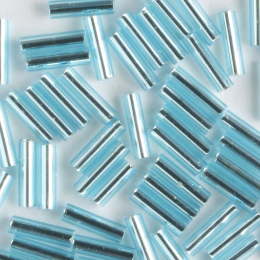 6mm Bugle Silver Lined Blue Topaz