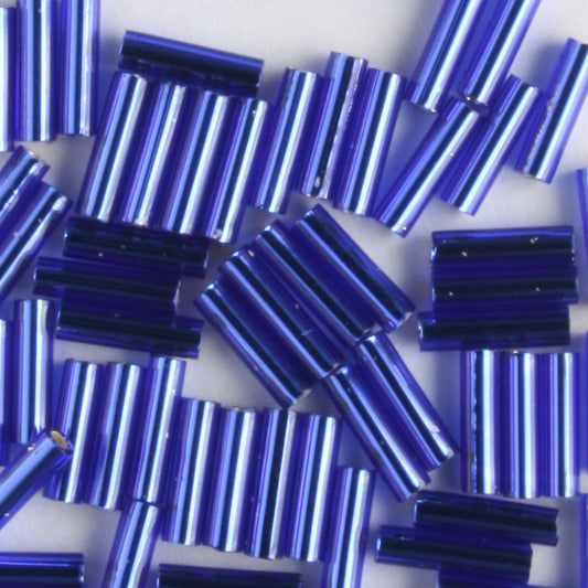 6mm Bugle Silver Lined Cobalt Blue