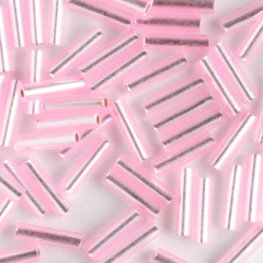6mm Bugle Silver Lined Pink