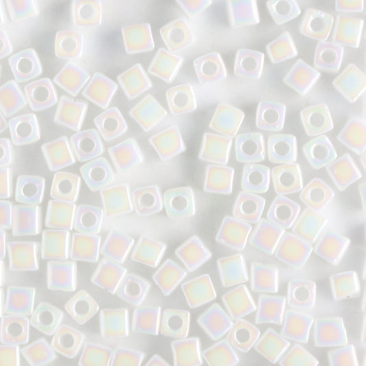 1.8mm Cube Opaque Rainbow White - 10 grams
