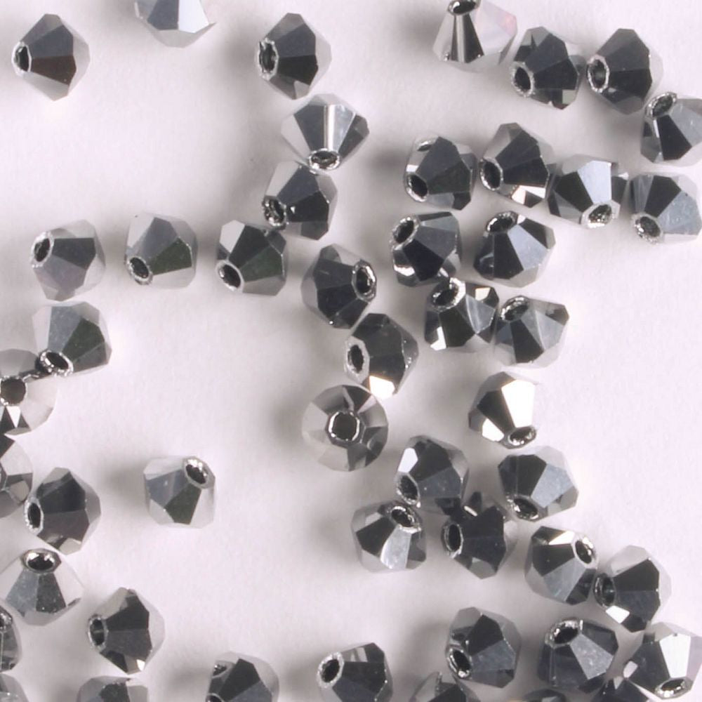3mm Bicone Jet Light Hematite