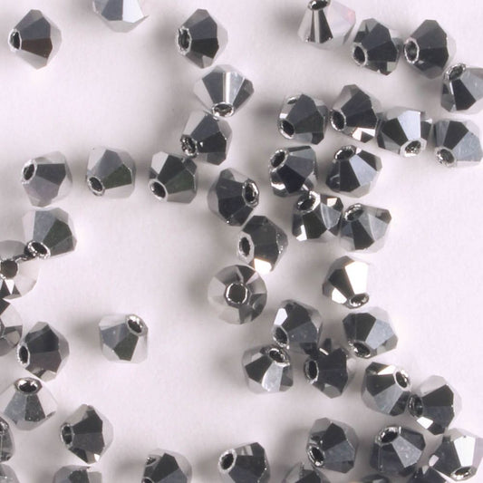 3mm Bicone Jet Light Hematite