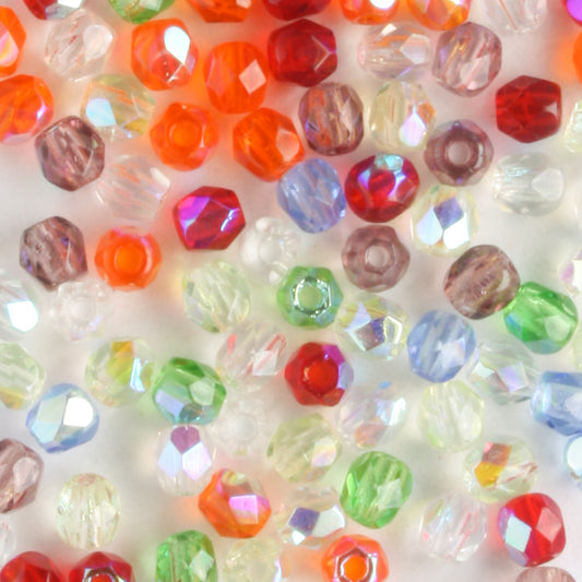3mm Round Fire Polish Rainbow AB Mix