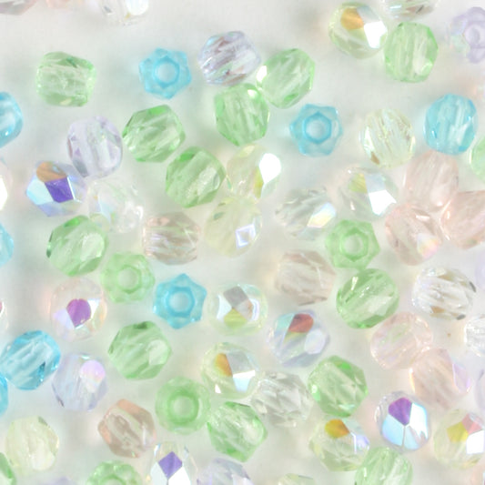 3mm Round Fire Polish Spring Flowers Mix