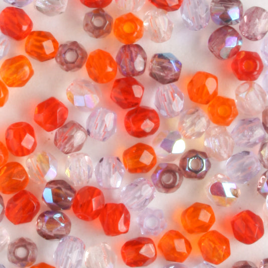 3mm Round Fire Polish Melonberry Mix