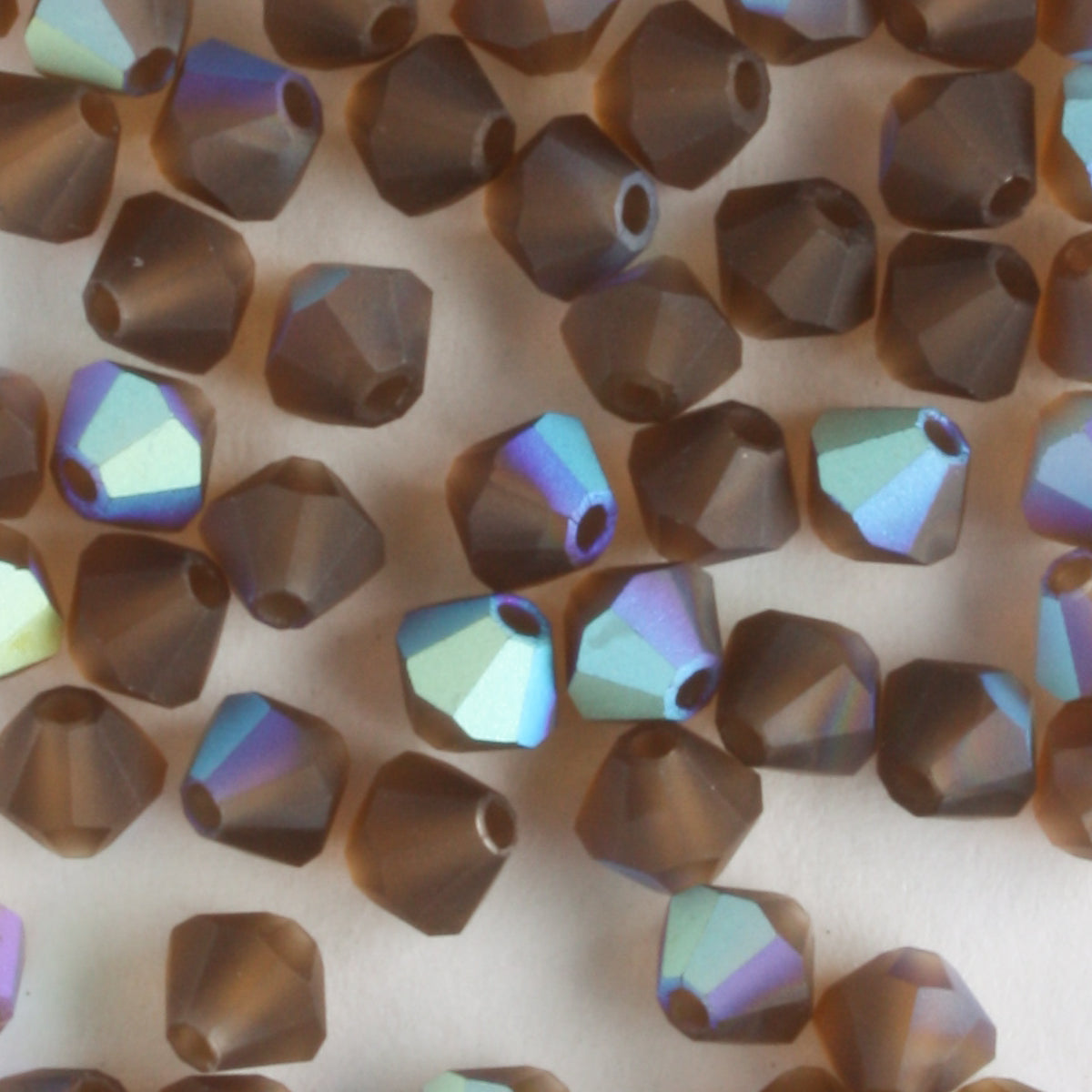 4mm Bicone Smoked Topaz AB Matte