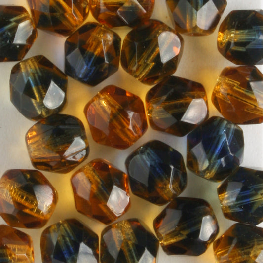 6mm Round Fire Polish Topaz/Montana Blue