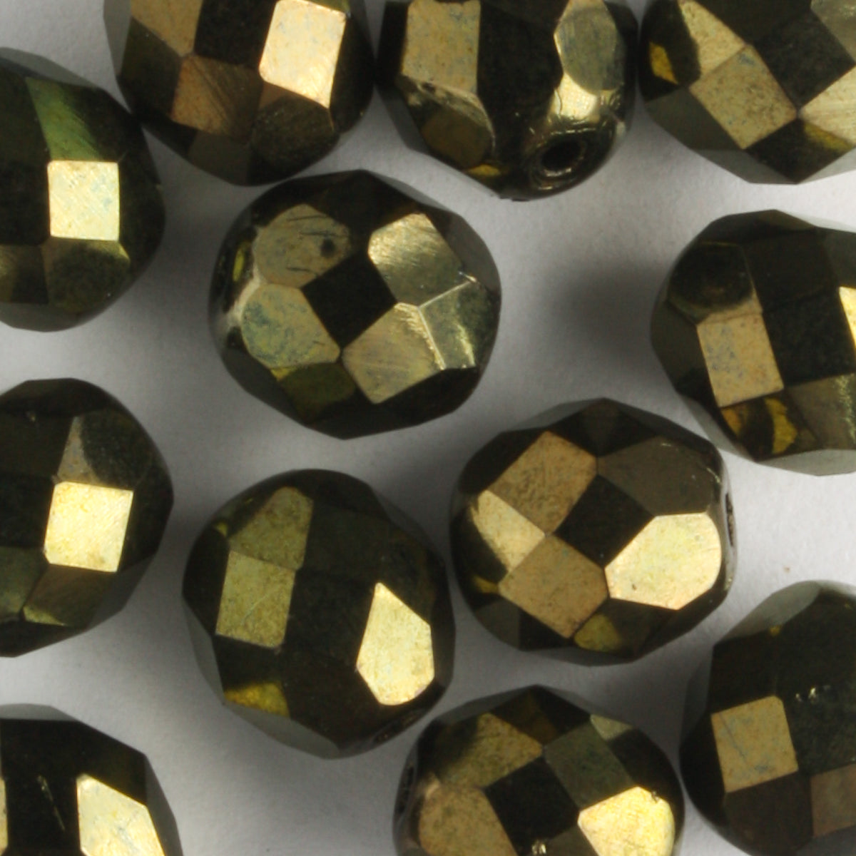 8mm Round Fire Polish Metallic Green