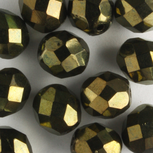 8mm Round Fire Polish Metallic Green