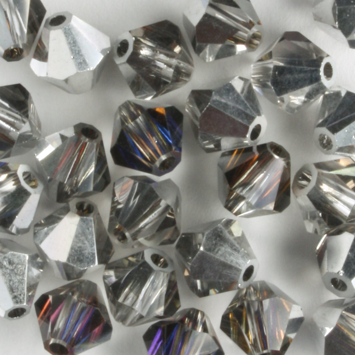 6mm Bicone Silver/Blue/Crystal