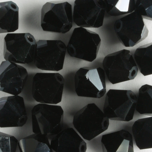 6mm Bicone Jet Hematite Half Coat