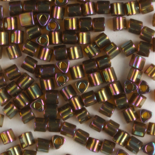 11/0 Triangle Gold Lustered Dark Topaz - 10 grams