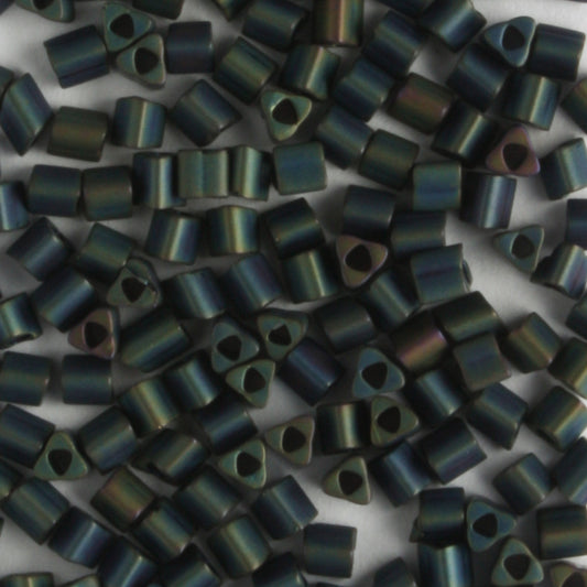 11/0 Triangle Frosted Green Brown - 10 grams