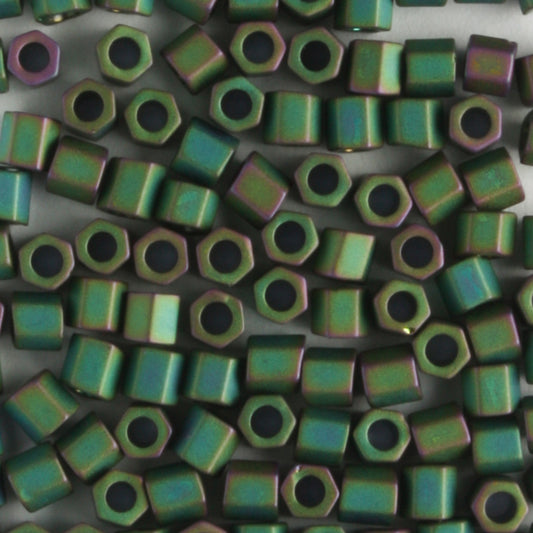 8/0 Hex Matte Iris Peridot - 10 grams