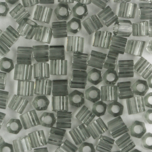 8/0 Hex Transparent Black Diamond - 10 grams