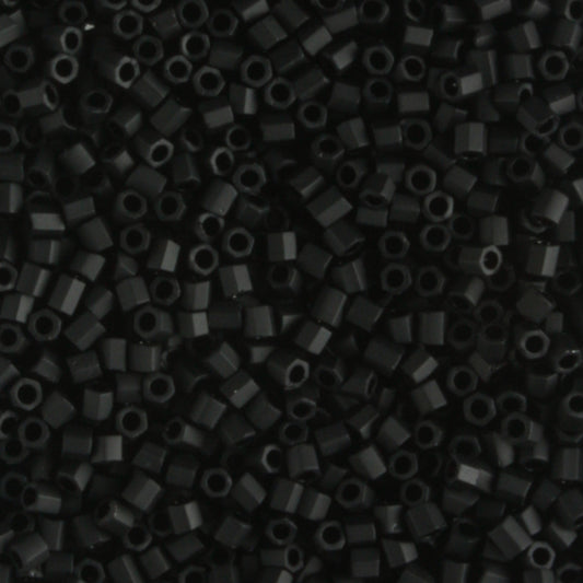 15/0 Hex Opaque Frosted Jet - 5 grams