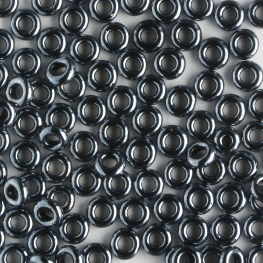 8/0 Demi Round Metallic Hematite - 10 grams