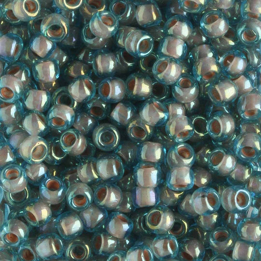 8/0 Brick Lined Rainbow Aqua - 10 grams