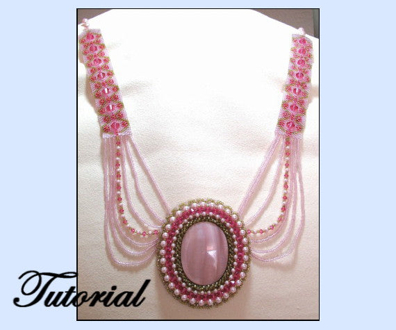 Fancy Embellished Cabochon Necklace Pattern - PDF